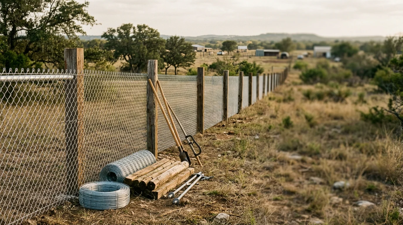 Chain link and wire fence installation for property and livestock