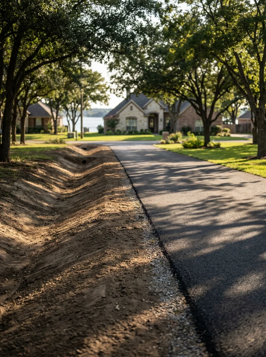 Lakefront Granbury home with water views and professional exterior finishing.